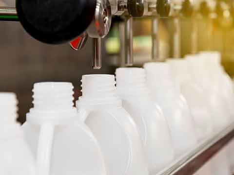 Plastic bottles on conveyer belt